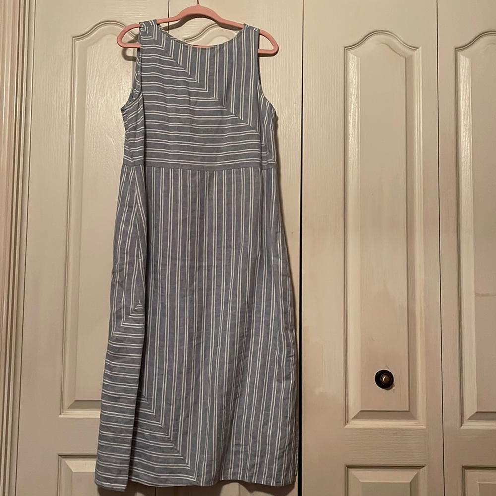 J. Jill Blue and White Linen Dress